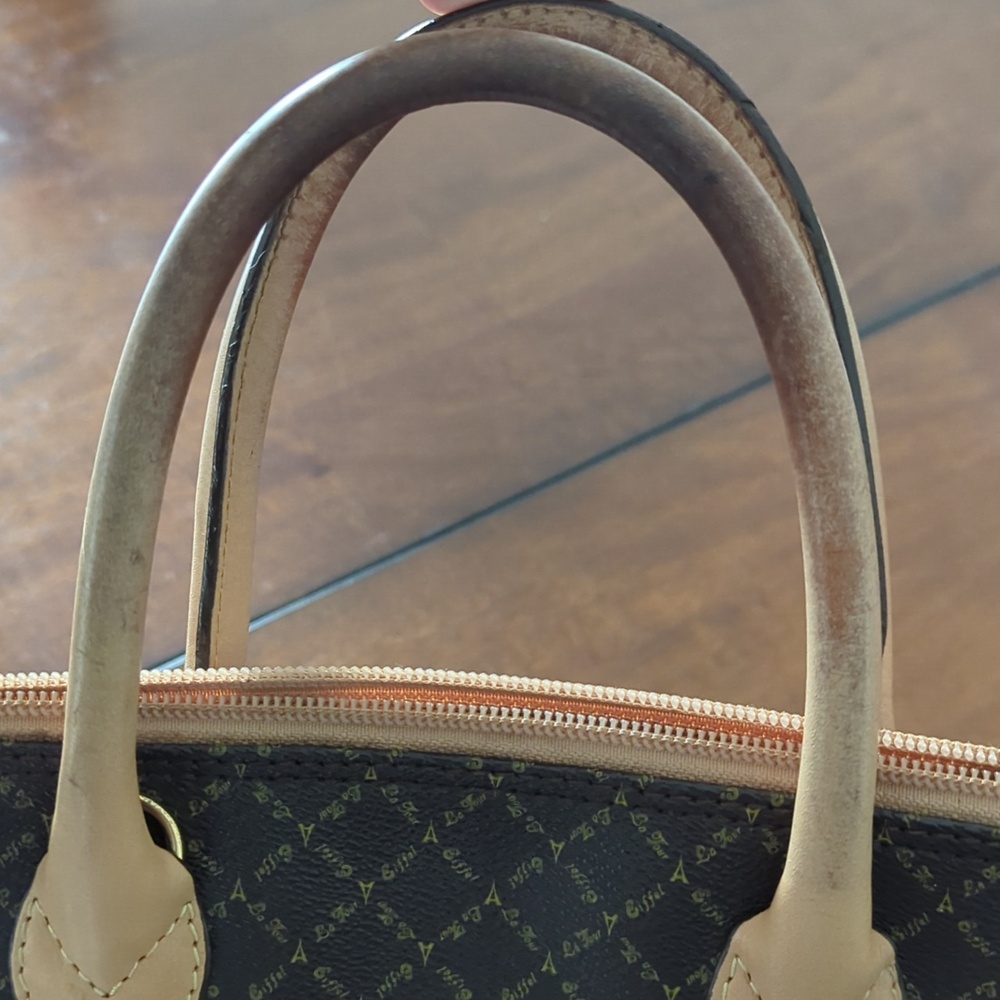 Brown And Tan Leather Patterned Handbag - Picture 12 of 13